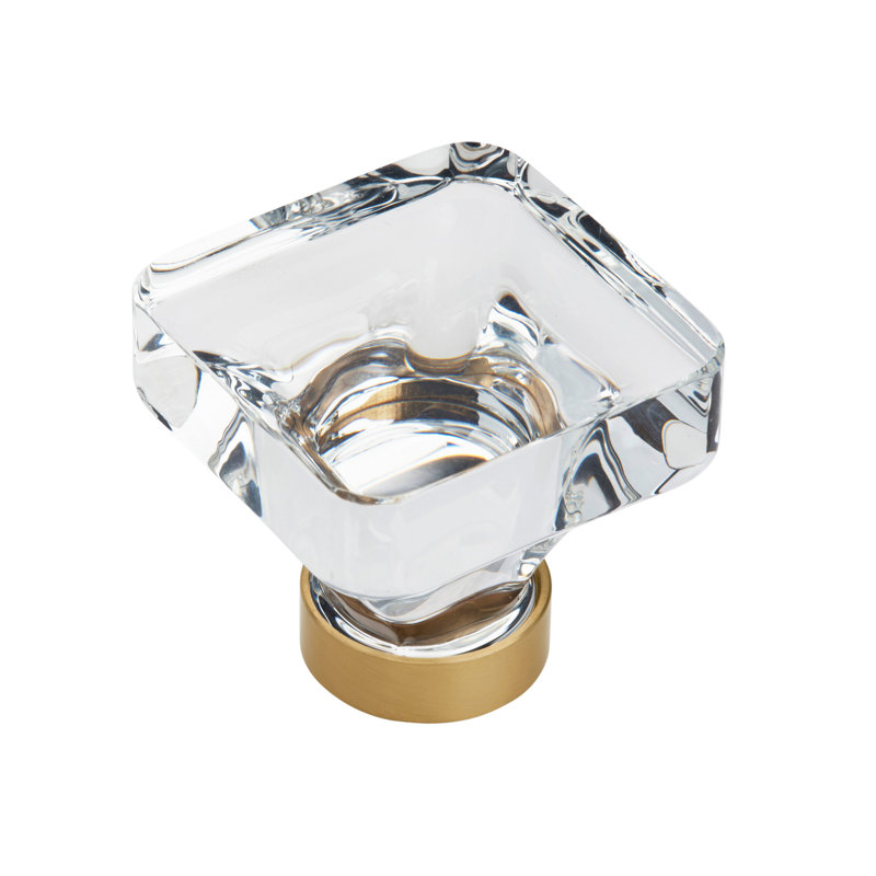 Poignée carrée 1 3/8 po Glacio, Transparent / Champagne-bronze