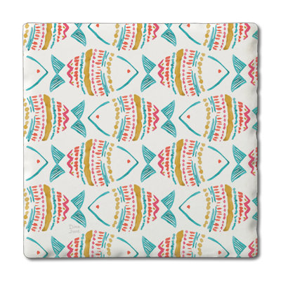 Sous-verre simple à carreaux tropicaux Tropical Fish Créez votre propre ensemble