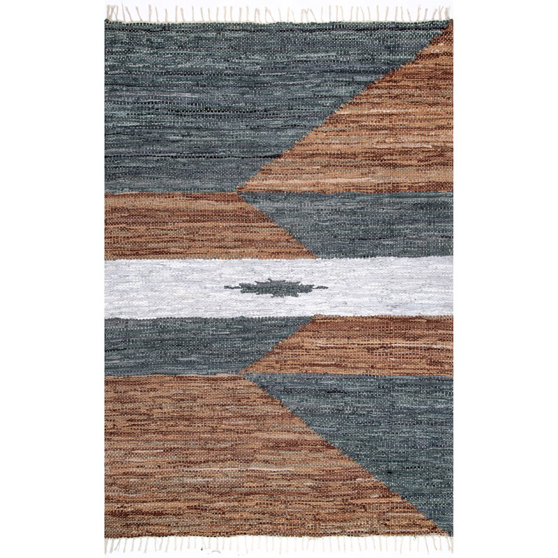 Tapis naturel / gris noué à la main Alibi, Rectangle 5 pi x 8 pi