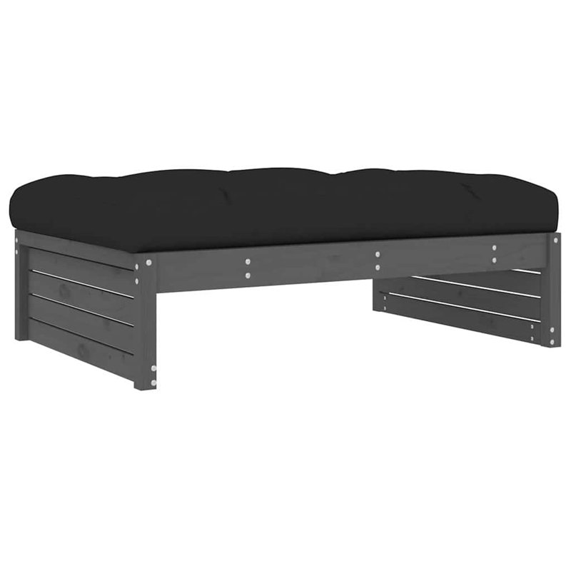 Garden Footstool Solid Wood, Black, Grey
