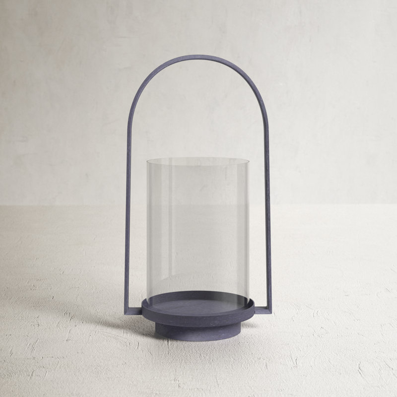 Aged Zinc Finish Tabletop Hurricane Lantern