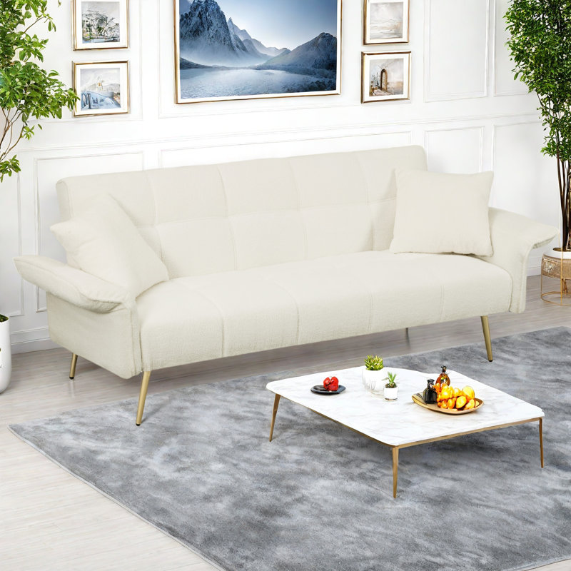 Futon-lit 70,1 po, canapé-lit double convertible, Beige