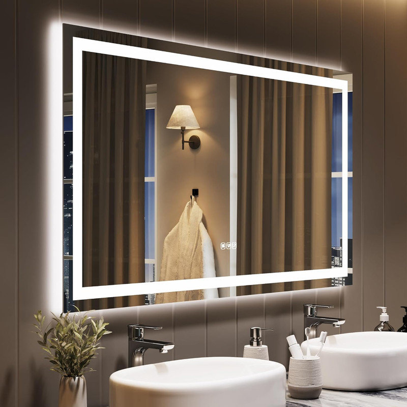 LED Bathroom Mirror with Lights, Dimmable Anti-Fog Smart Vanity Mirror with Memory Function, 30" x 45"