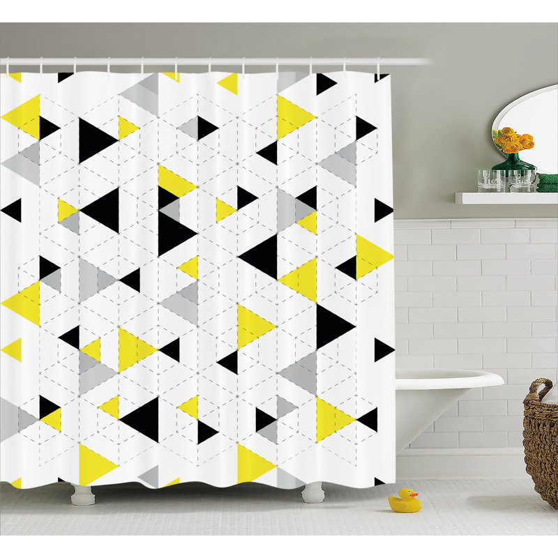 Ivar Geometric Shower Curtain with Hooks Included, 69" W x 70" L