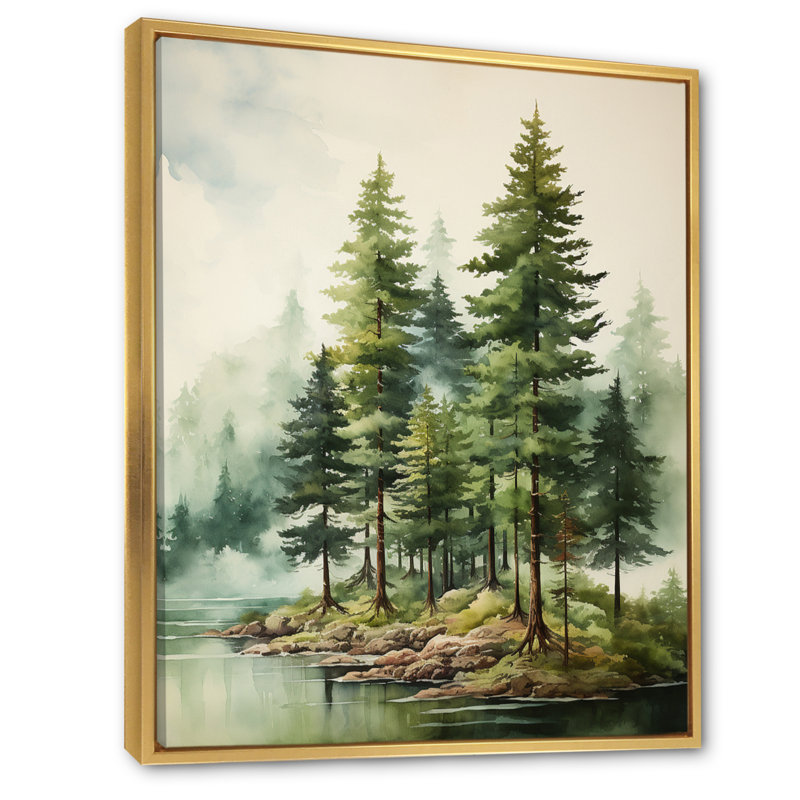 Green Pine Tree Eernal Guardians III - reproduction sur toile, H 44 po x l 34 po x P 1,5 po, Doré