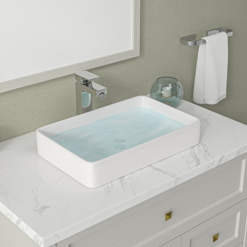 Mocoloo 24"L x 16"W Ceramic Bathroom Vessel Sink Rectangular Porcelain Bathroom Basin(No Base), 24" L x 16" W