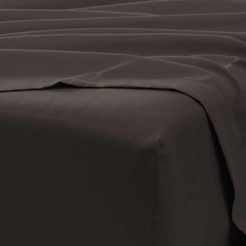 Sateen Double Brushed Microfiber Sheet Set, Cocoa, Queen Sheet Set + Fitted Sheet + 2 Pillowcases