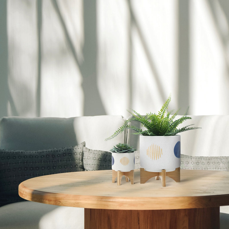 Jardinière S / 2 5/8 po avec support en bois pour l'extérieur intérieur