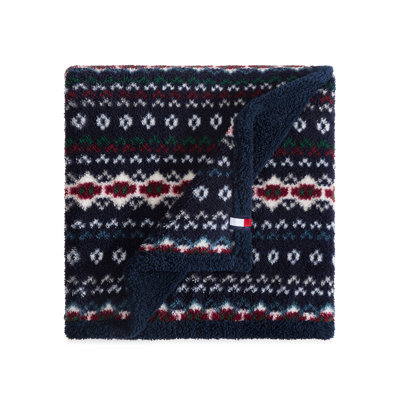 Tommy Hilfiger Printed Reversible Plush Fleece Throw Blanket