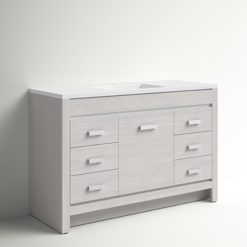48.5" Single Bathroom Vanity With Cultured Marble Top, Elm Sky