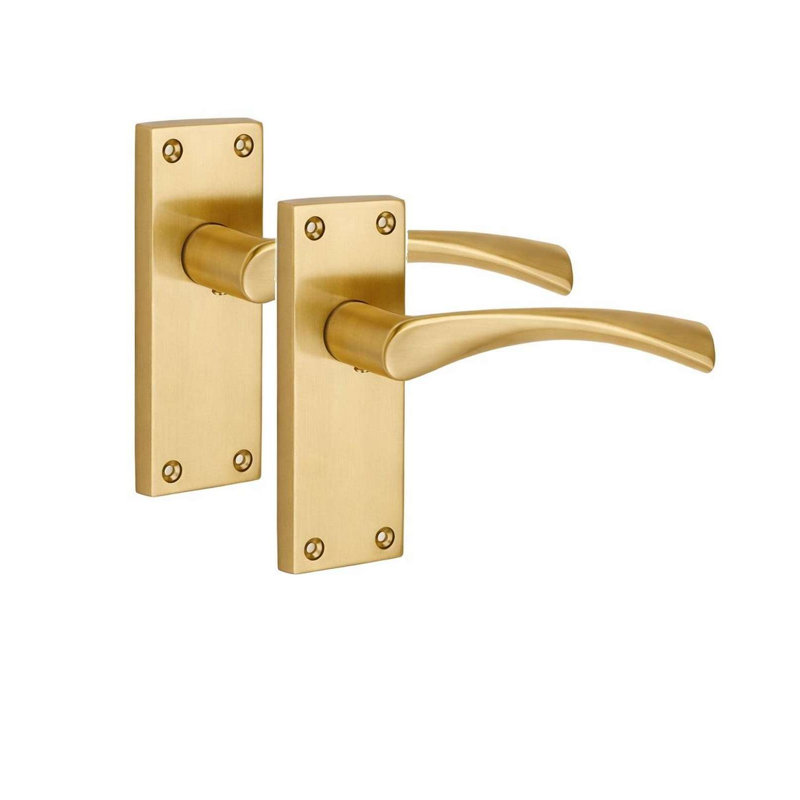 Golden Grace 1 Pair Victorian Design Astrid Door Handle Internal Pack Antique Brass Finish - Bathroom and Lock Set with Hinges - 120mm x 40mm