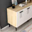 Console élégante en chêne saphir et blanc, panneau de particules recouvert de mélamine à 100%, épaisseur: 0,7 pouce | Solution de rangement élégante pour le salon et le vestibule, design durable et moderne-1011322467