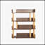 Bibliothèque d'angle rétractable et rotative à 4 niveaux, support de rangement en bois pour livres, CD et décor, tablettes de rangement brun rustique