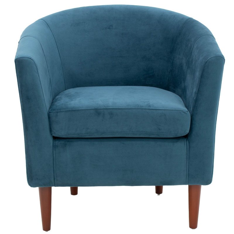 Fauteuil demi-tonneau l 31,5 po Kronos, Mélange de polyester lagon, Noyer