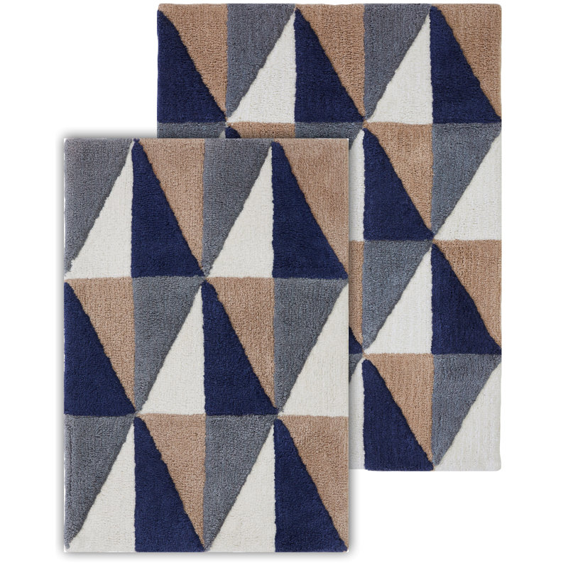 Chevery Cotton Blend Non-Slip Bath Rug, Blue Sienna