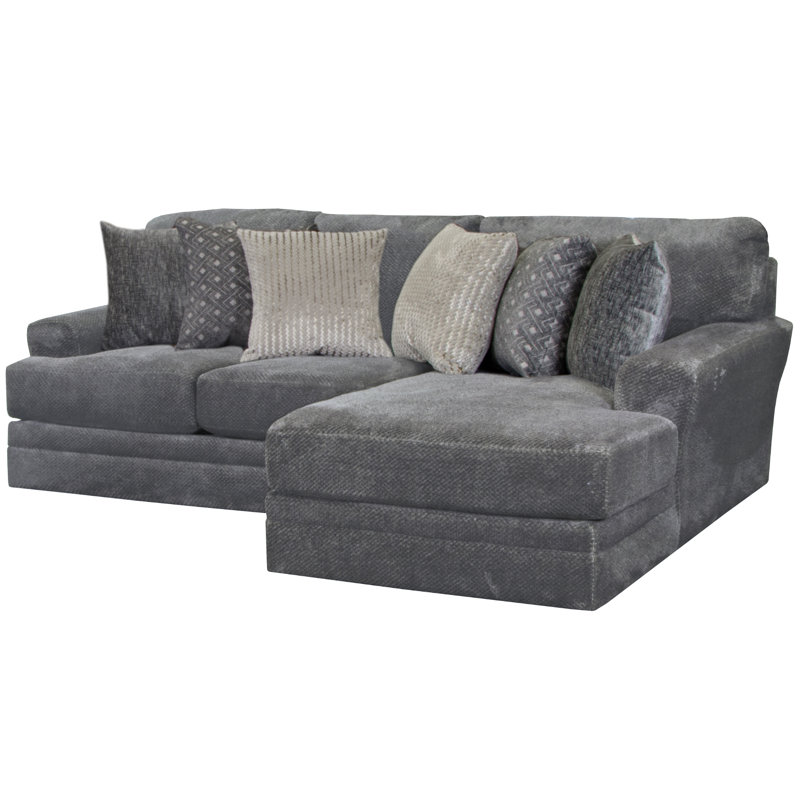 Canapé modulaire de gauche de 139 po Sazur, Mélange de polyester gris