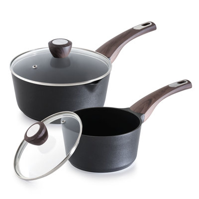 1.5 QT & 2.5 QT Nonstick Saucepan Set with Glass Lid, Non-Toxic Healthy, PFOA PFOS Free
