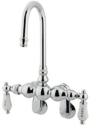 Hot Springs Double Handle Wall Mounted Clawfoot Tub Faucet, Chrome