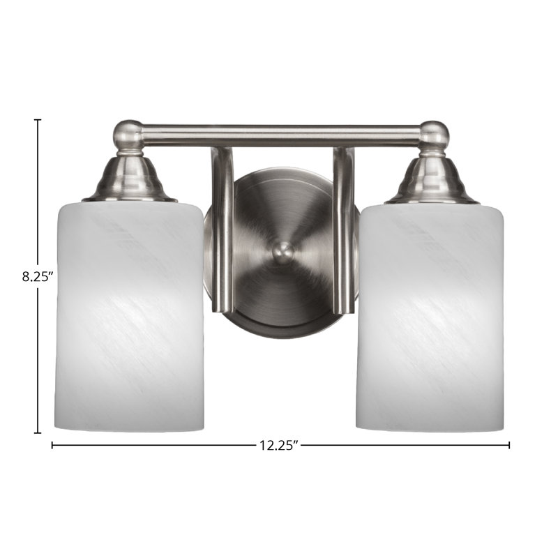 Éclairage pour meuble-lavabo à 2 lumières à intensité variable Michell, Marbre blanc, Nickel brossé
