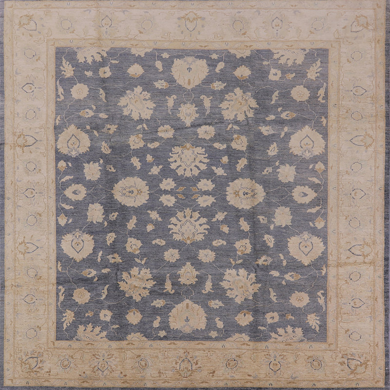 Tapis beige / bleu Mattituck, Carré 6 pi