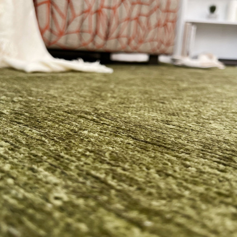 Alfa Rich Cotner Solid Green Washable Cotton Area Rugs for Living Room Bedroom Kitchen Dining Rug, Rectangle 6'5" x 9'5"