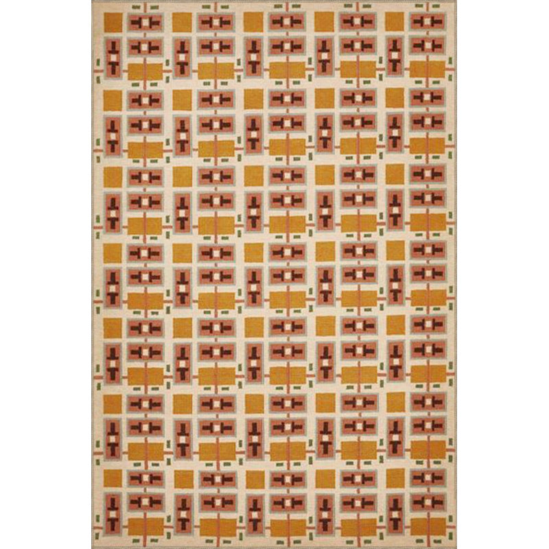 Tapis jaune tissé à motif géométrique rectangulaire, Tapis de couloir 3 pi 3 po x 6 pi 7 po inclus
