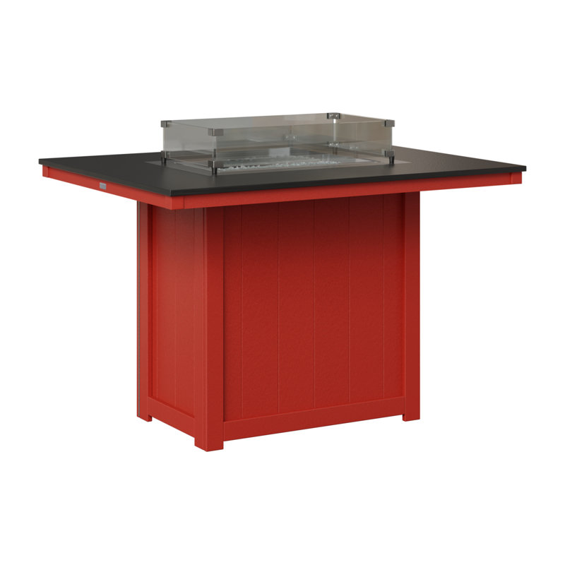 Foyer de table berlinois Donoma, H 36 po x l 41 po x P 54 po, Plateau martelé noir avec base rouge écarlate
