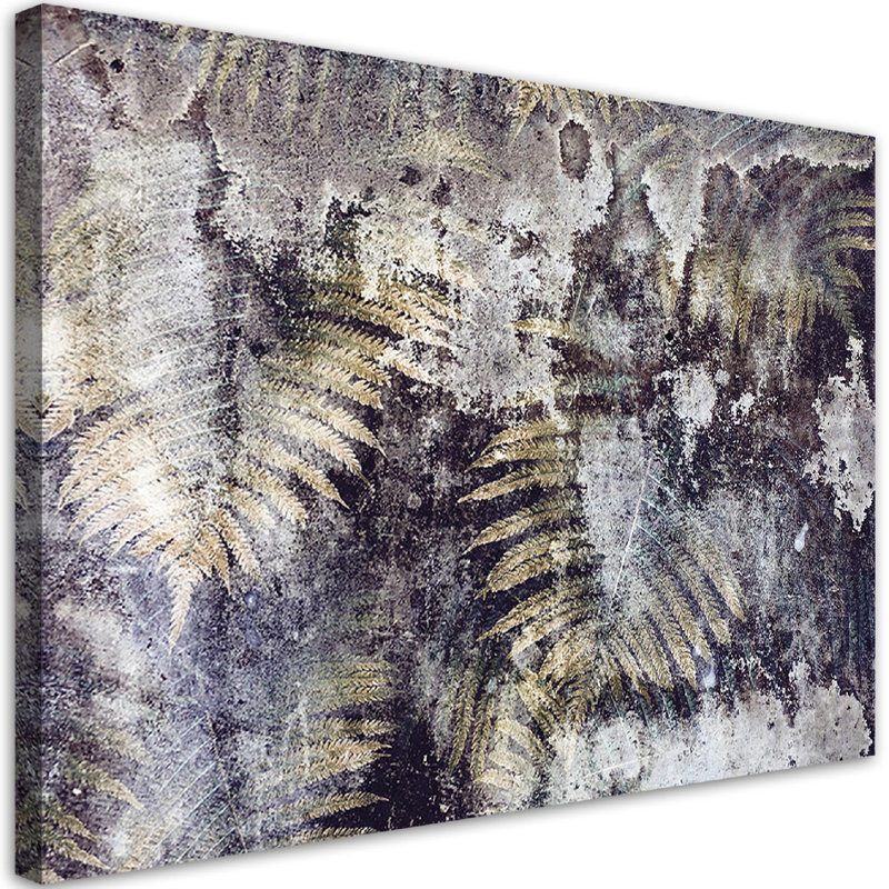 Golden Fern Leaves - No Frame Print on Canvas, 70cm H x 100cm W