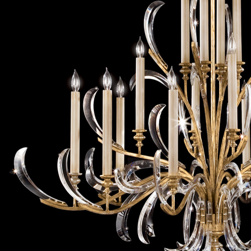 Lustre rond biseauté 58 po, Feuille d'or