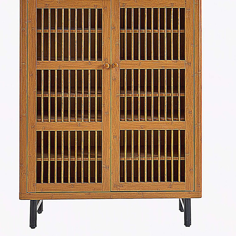Range-chaussures avec portes à volets, range-chaussures à 6 niveaux avec tablettes réglables, range-chaussures moderne en bois