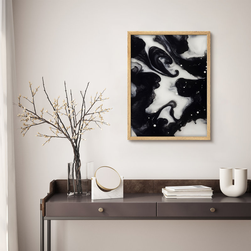 Reproduction d'art encadrée abstraite pour décoration intérieure moderne, Naturel, H 14 po x l 11 po