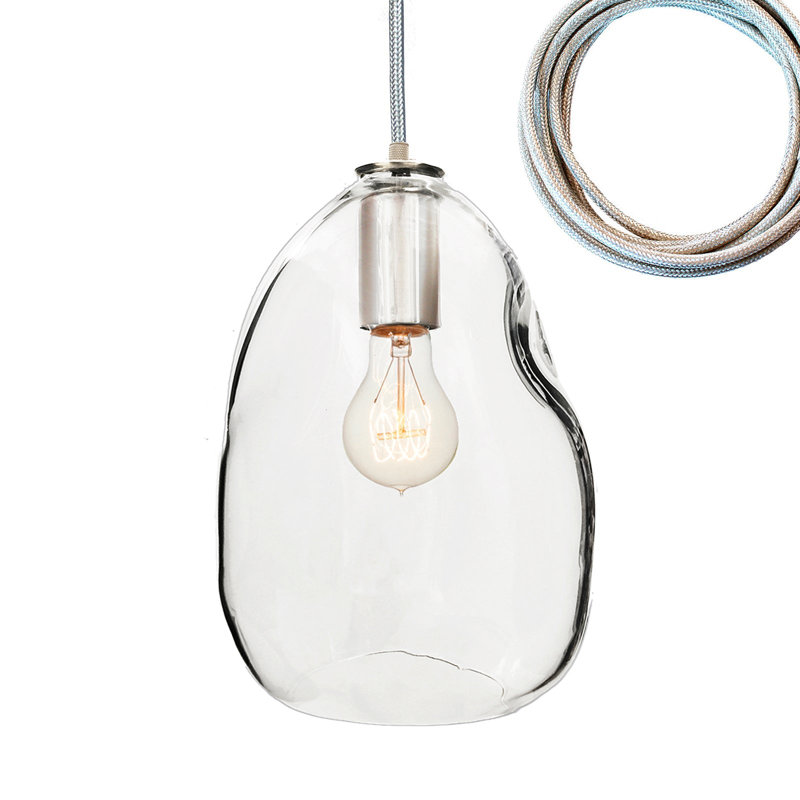 Lustre à 8 lumières en verre soufflé à la main Bubble, H 100 po x l 24 po x P 24 po, Incandescent, Nickel
