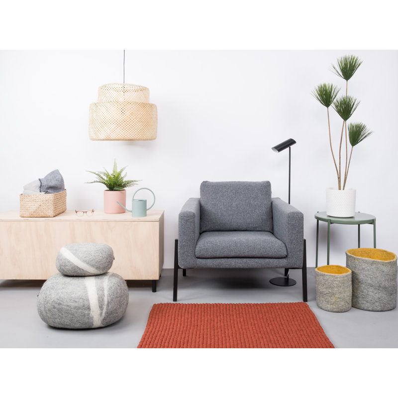 Solid Colour Hand Woven Area Rug, Rectangular 90 x 130cm