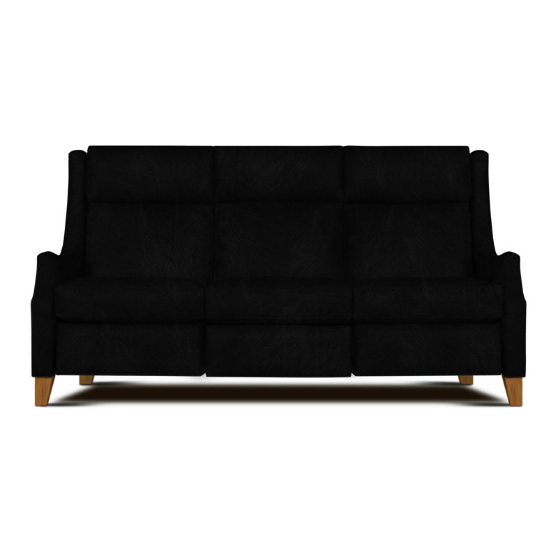 Talisman Reclining Sofa, Black Amadeus Genuine Leather