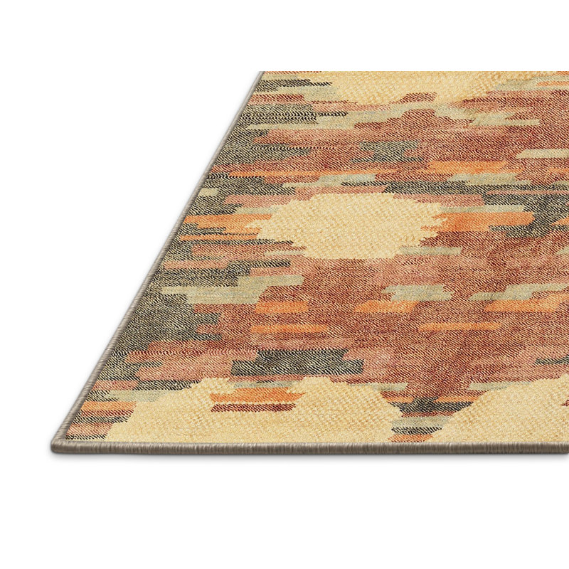 Tapis contemporain orange / jaune, Rectangle 6 pi x 9 pi