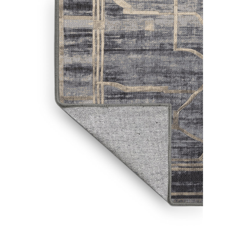 Tapis gris lavable à la machine, Rond 4 pi