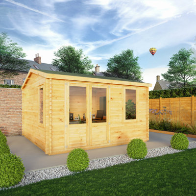 Mercia 13ft x 13ft Home Office Elite Log Cabin (44mm)