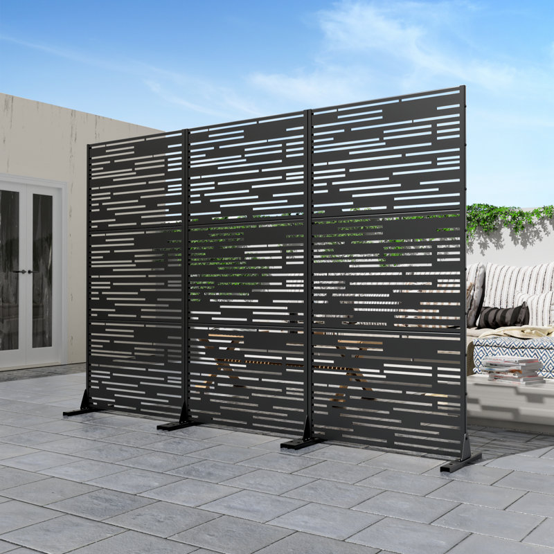 72" x 47" Freestanding Metal Privacy Screen Fence Panels Garden Trellis Outdoor Divider for Patio, Balcony, Backyard, Pool, Indoor Room