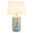 Modern Blue Glaze Table Lamp With Linen Shade For Living Room, Bedroom & Office Décor