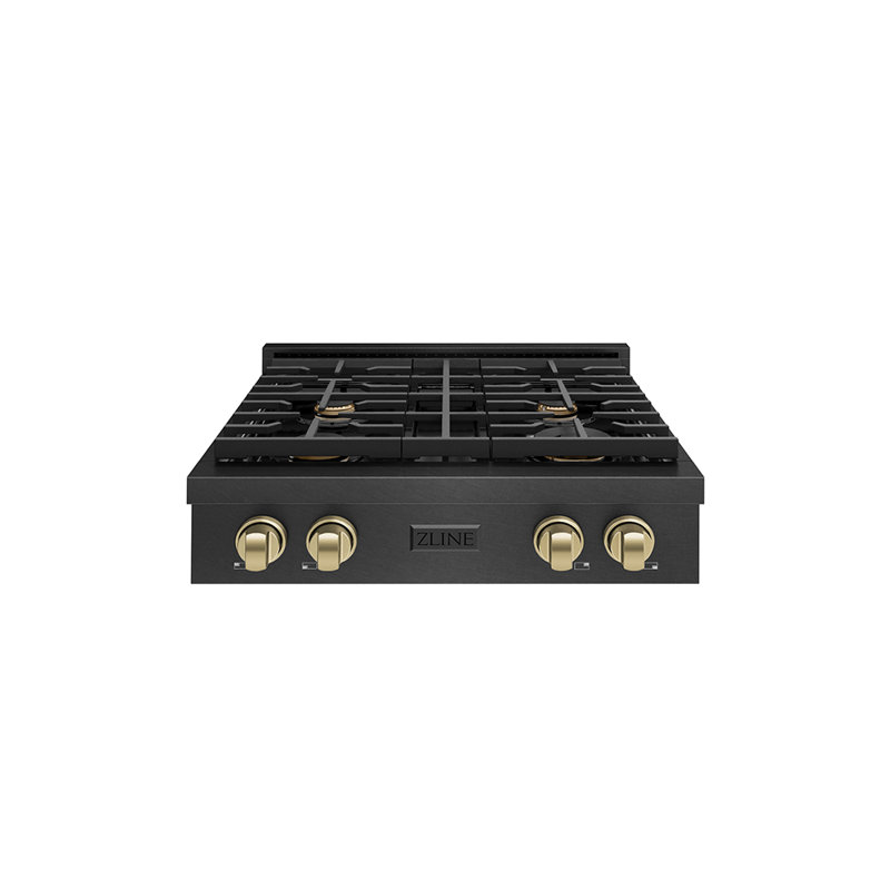 ZLINE Autograph 30 in. Paramount Gas Rangetop in Black Satin Stainless Steel with Bronze Accents, Champagne Bronze