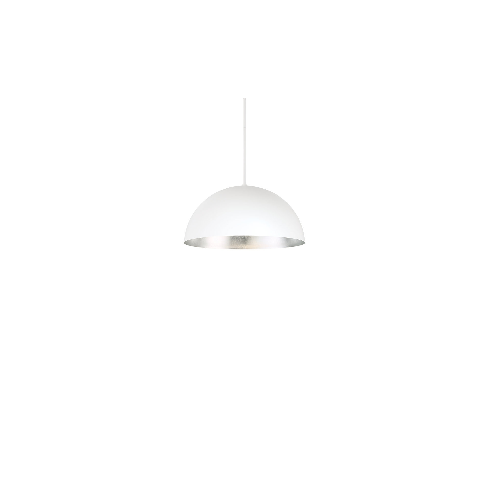 Yolo Single Light Metal Dimmable LED Pendant, 12.125" H x 23.63" W x 23.63" D, Silver