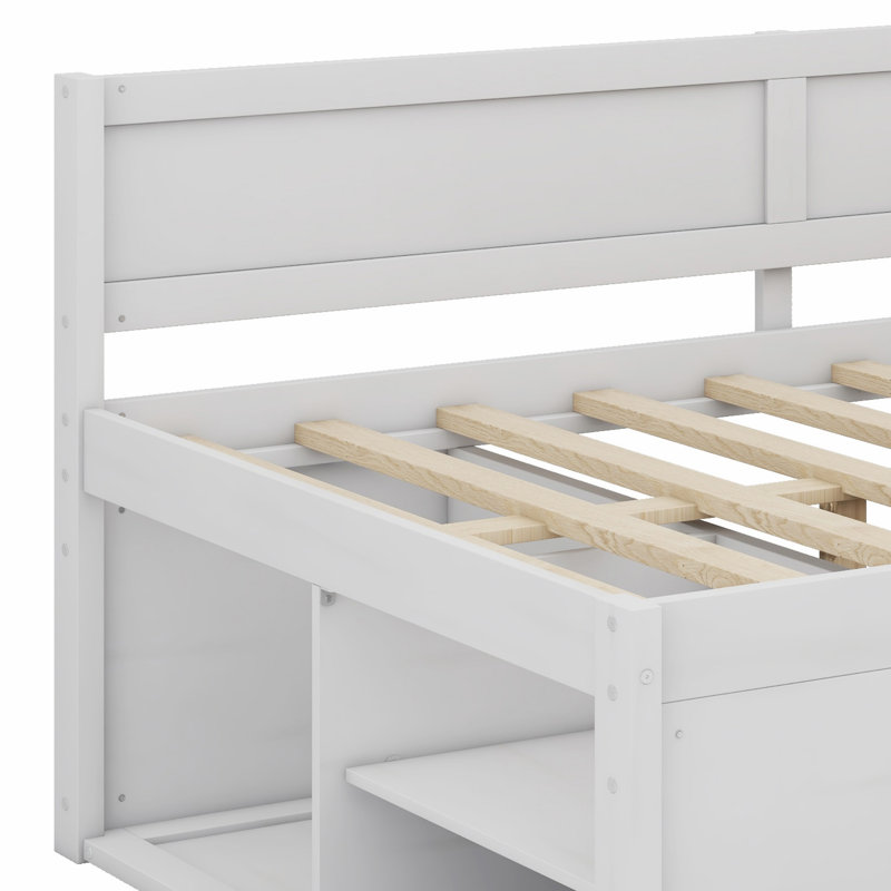 Lit de jour avec tiroirs et tablettes, Blanc