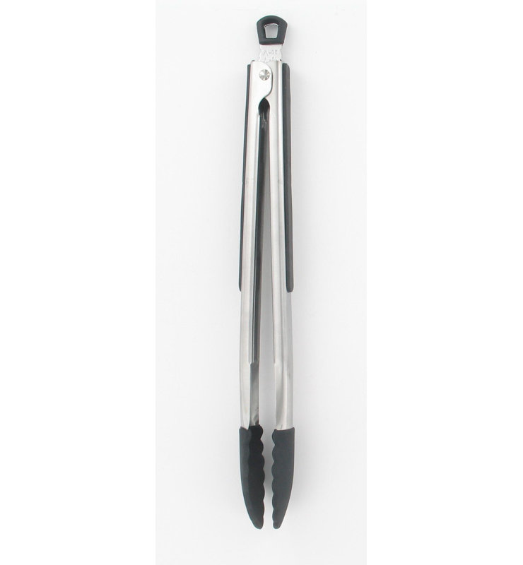 Farberware Black and Silver Silicone Stainless Steel Kitchen Tongs