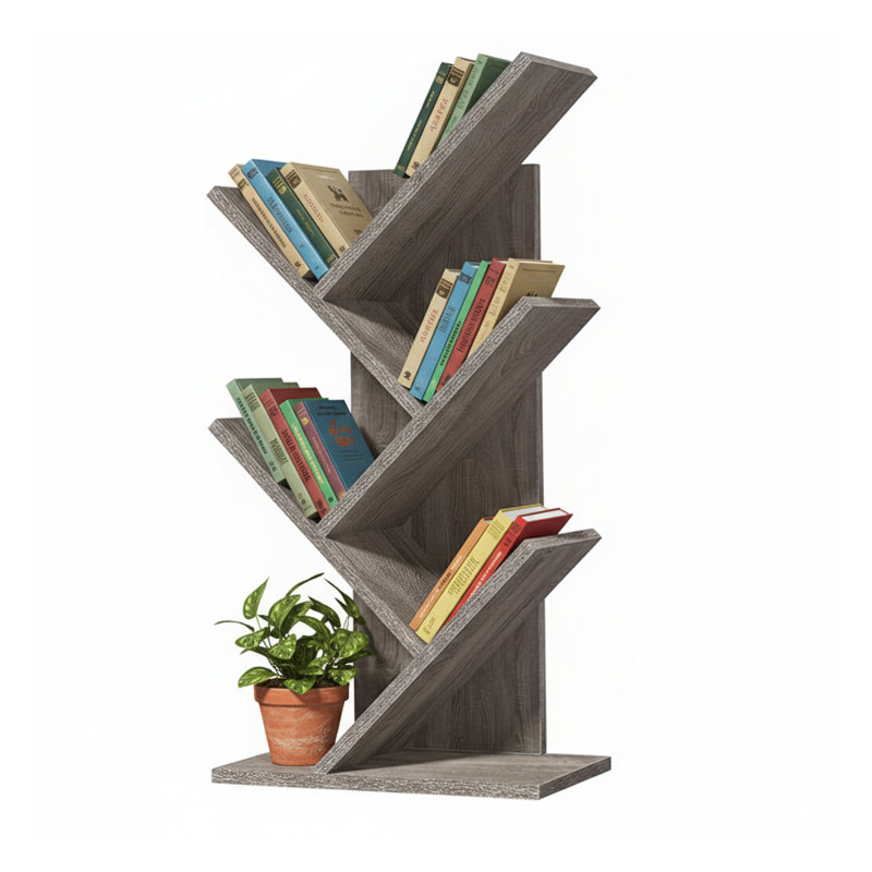Étagère à livres 5 niveaux, Gris clair