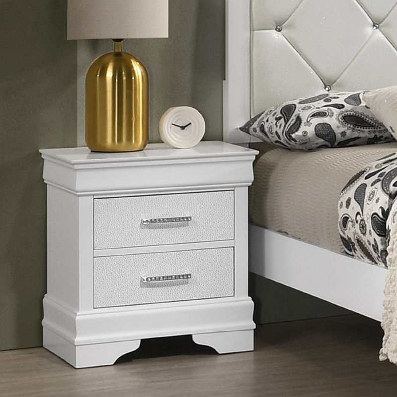 Crystal Pulls - Nightstand, Nightstand, White