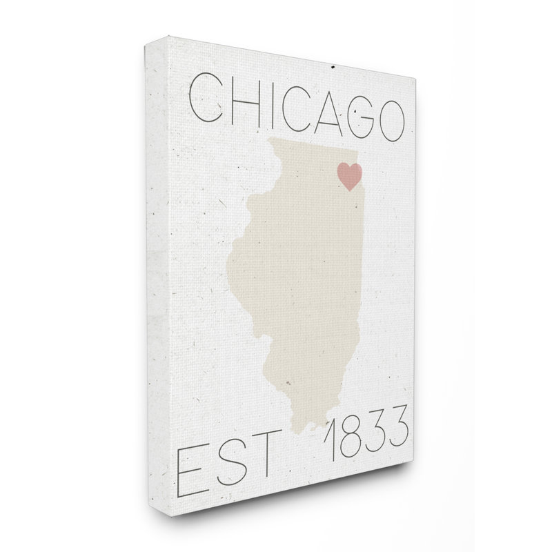 «Chicago Est 1833» par Daphne Polselli, reproduction d'art textuel sur toile, H 40 po x l 30 po x 1,5 po, Toile tendue