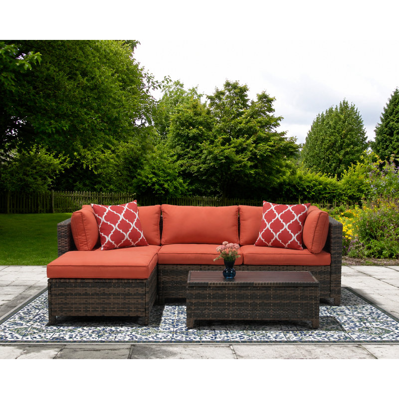 Parkhurst 3 - Person Patio Conversation Set with Cushions, Orange