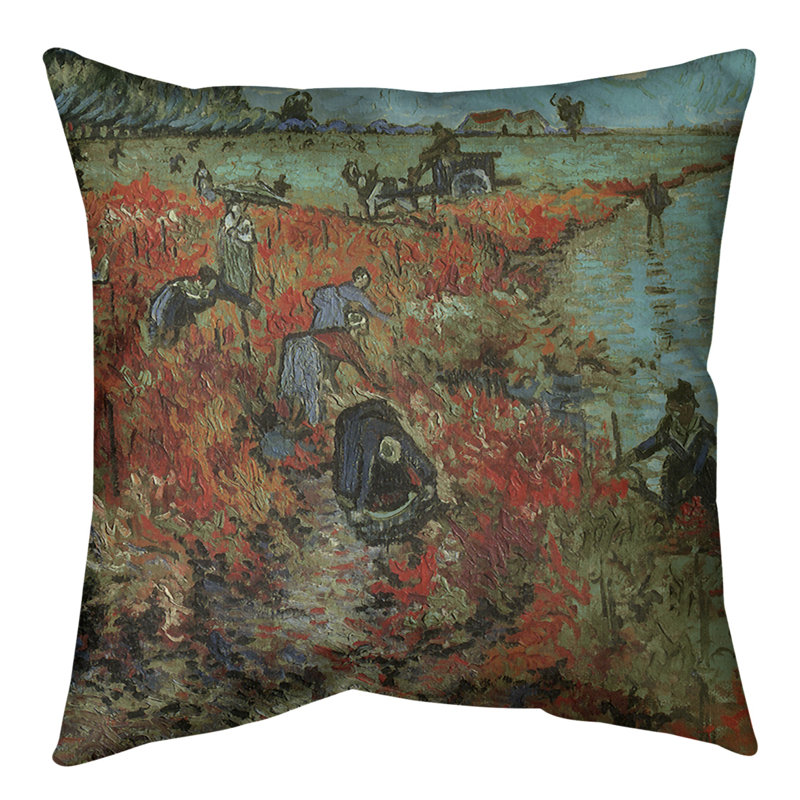 Coussin en vineyard, 18 po x 18 po, Bleu, Polyester filé