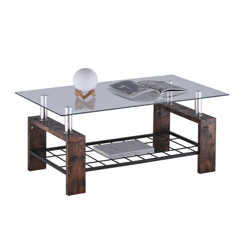 Bassel Four Leg Coffee Table, Brown