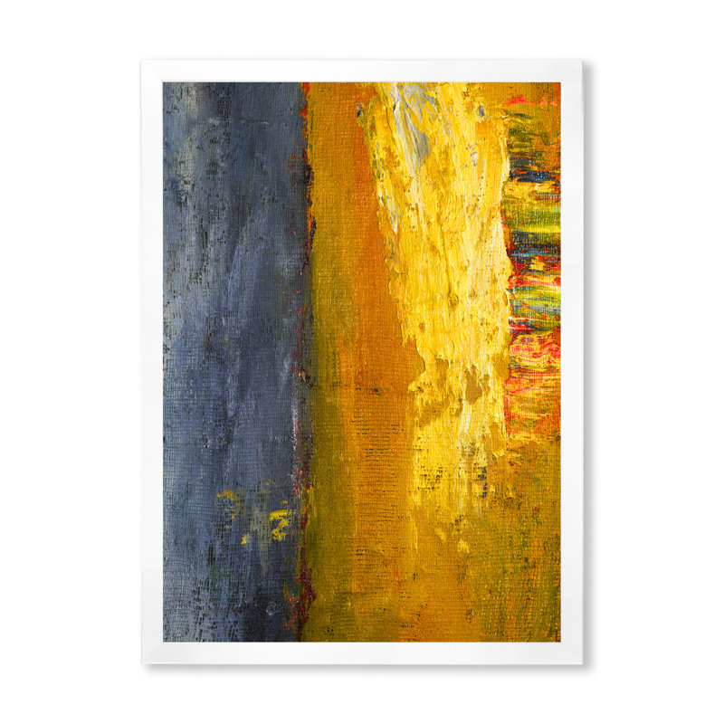Motif de toile grunge et jaune - Illustration moderne et contemporaine sur toile, H 36 po x l 24 po x P 1 po
